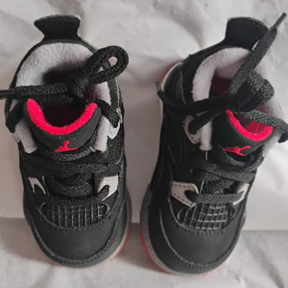 Toddler Jordan Brand Black.Red Air Jordan 4 Retro Basketball Shoe.